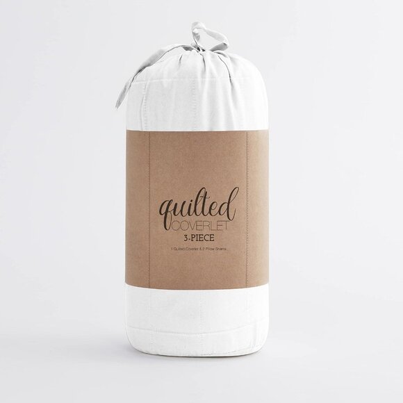 NWT Ienjoy Home Premium Ultra Soft 3-Piece Quilted Coverlet Set White Queen - Picture 2 of 8